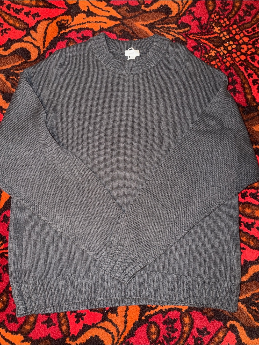 DONNI. Charcoal Grey Cotton-Cashmere Crewneck Sweater - Picture 2 of 5